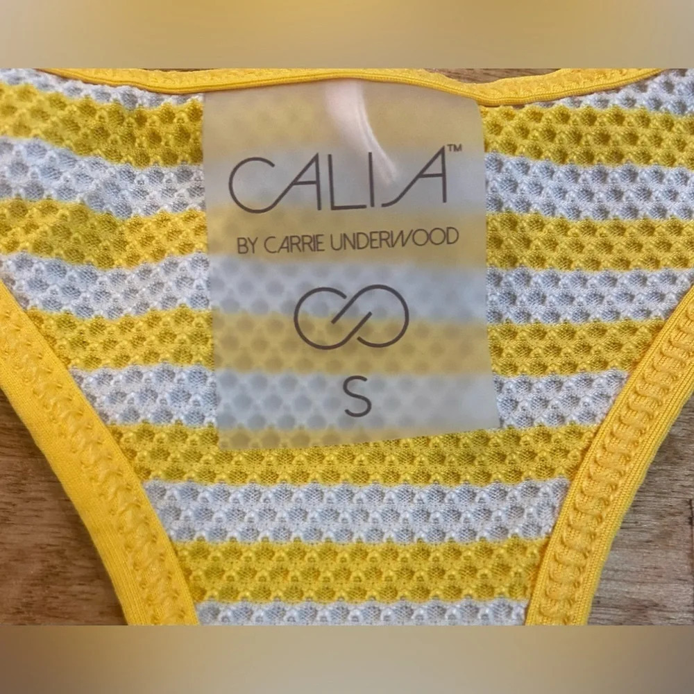 CALIA‎ BY CARRIE UNDERWOOD Striped Yellow Athletic Razorback Tank Top Small - Picture 7 of 9